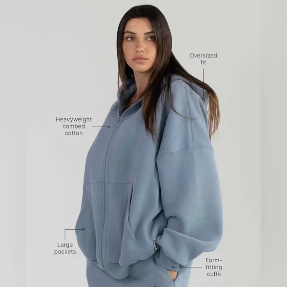 Comfrt Cloud Zip Hoodie-Blue Willow M - Picture 2 of 4